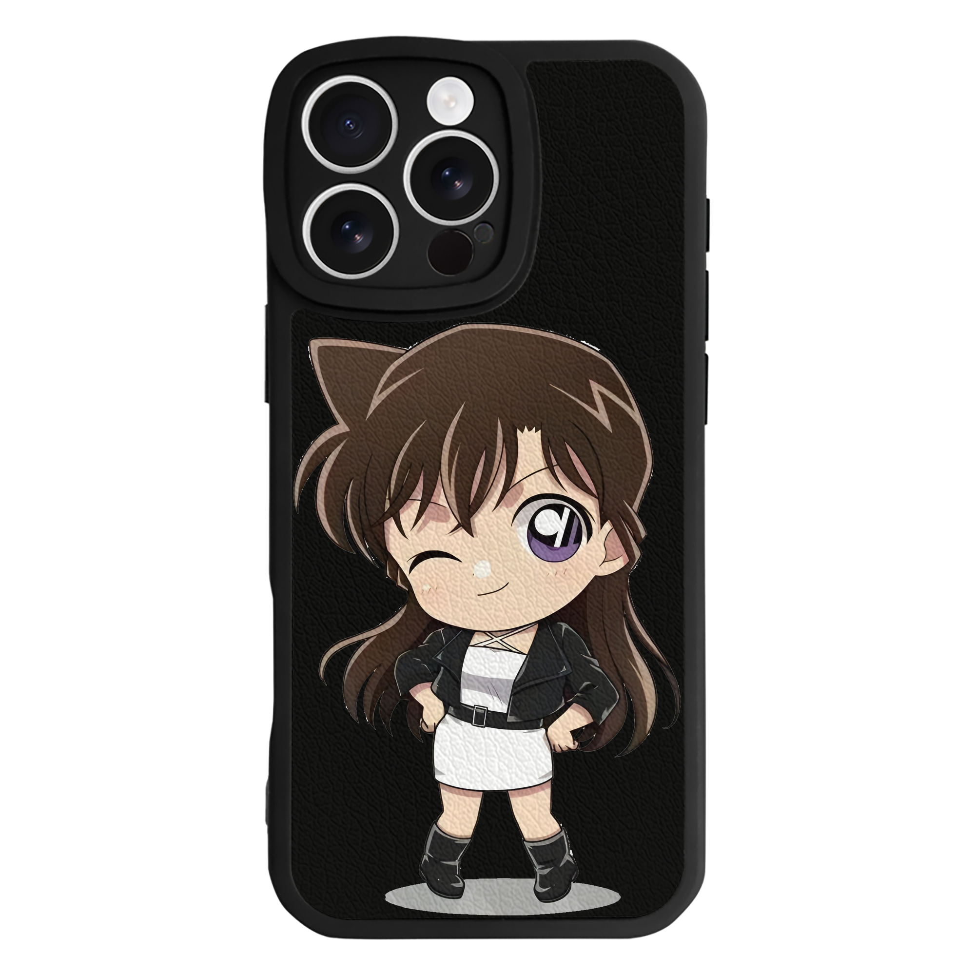 （画像用） 名探偵コナン 毛利 蘭 もうり らん、モーリ ラン Detective Conan Rachel Moore 【iPhone 16シリーズ対応】シリコンスマホケース（レザー調） 材質：シリコン